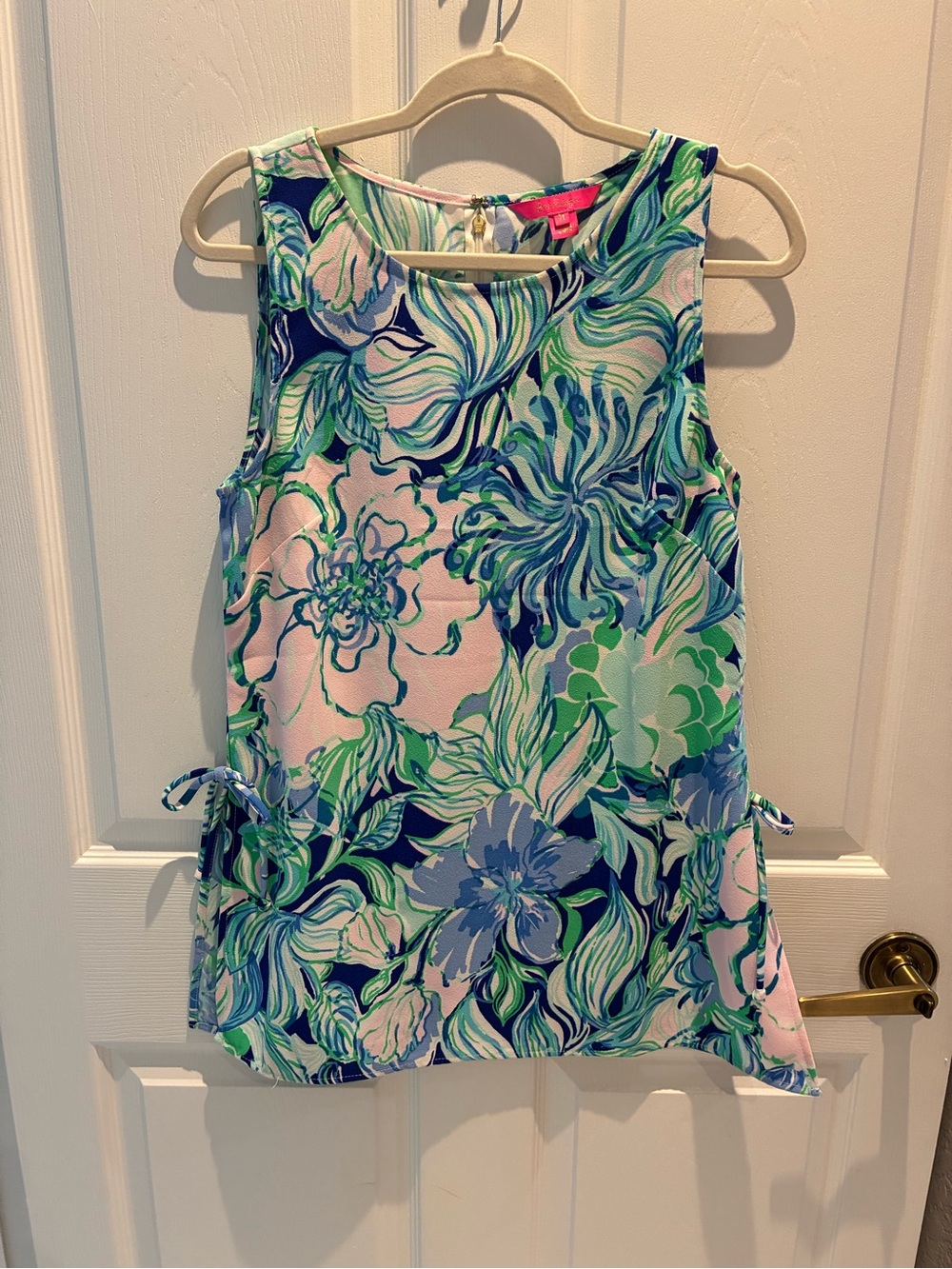 Lilly Pulitzer Sleeveless Floral Print Top Tunic - Pink & Blue